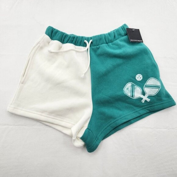 Grayson Threads Women's Size XS Lounge Sweat Fleece Shorts Green White - Picture 1 of 6